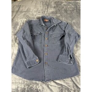 Marlboro Classics Mens Navy Button Up Shirt Long Sleeve 100 Cotton Size M